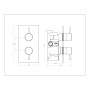 Round Concealed Thermostatic 2 Handle 1 Way Shower Valve - Chrome, technical drawing