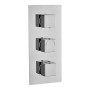 Square Concealed Thermostatic 3 Handle 2 Way Shower Valve - Chrome
