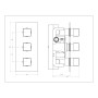 Square Concealed Thermostatic 3 Handle 2 Way Shower Valve - Chrome, technical drawing