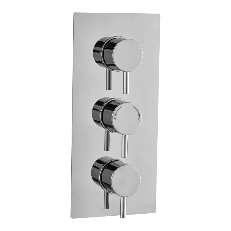 Round Concealed Thermostatic 3 Handle 3 Way Shower Valve - Chrome