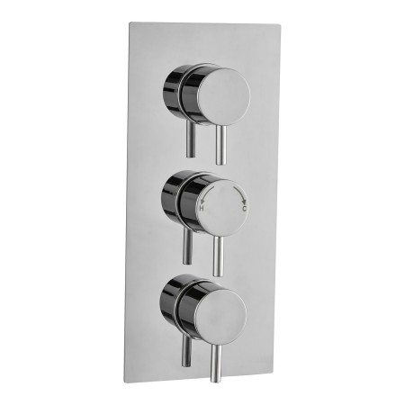 Round Concealed Thermostatic 3 Handle 3 Way Shower Valve - Chrome