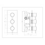 Round Concealed Thermostatic 3 Handle 3 Way Shower Valve - Chrome, technical drawing