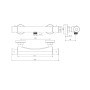 Thermostatic Bar Mixer Valve Down Outlet with Easy Fit - Chrome, technical drawing