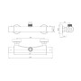 Thermostatic Bar Mixer Valve 3/4" Top Outlet with Easy Fit - Chrome, technical drawing