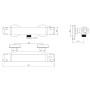 Low Pressure High Flow Shower Bar Valve & Easy Fit Kit - Chrome, technical drawing