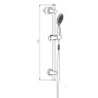 3m Shower Retro Riser Kit - Chrome, technical drawing