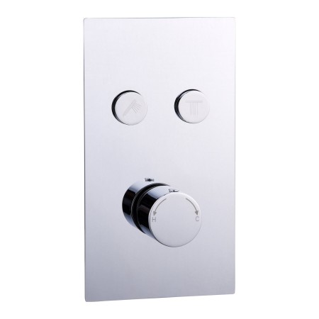 Thermostatic Round Concealed 2 Outlet Push Button Shower Valve - Chrome