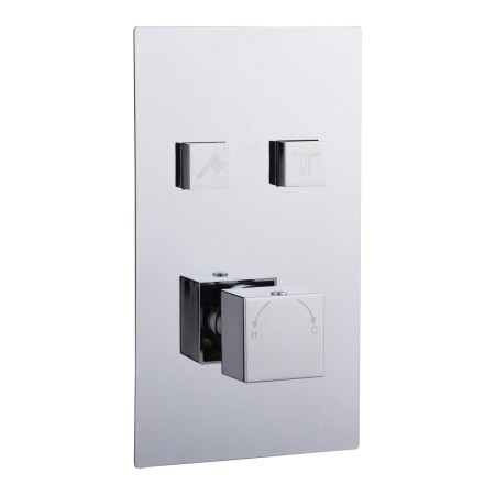 Thermostatic Square Concealed 2 Outlet Push Button Shower Valve - Chrome