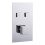 Thermostatic Square Concealed 2 Outlet Push Button Shower Valve - Chrome