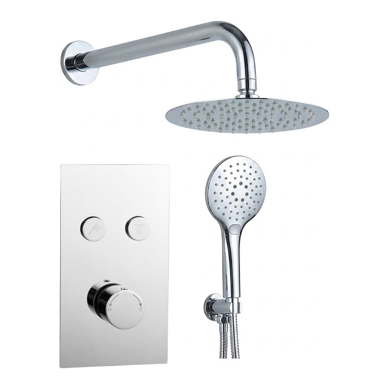 Round Twin Push Button Concealed Overhead Kit - Chrome