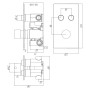 Round Twin Push Button Concealed Overhead Kit - Chrome, technical drawing