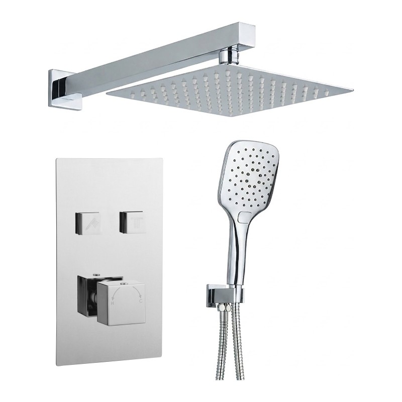 Square Twin Push Button Concealed Overhead Kit - Chrome