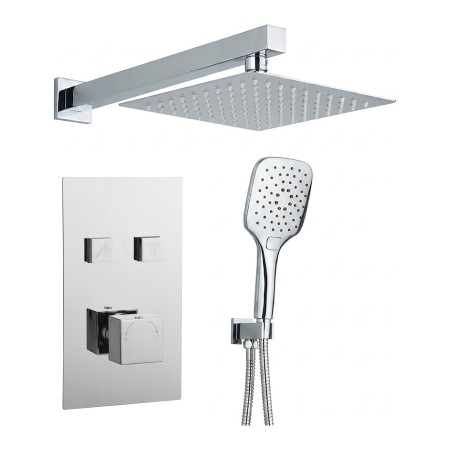 Square Twin Push Button Concealed Overhead Kit - Chrome