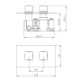 Square Concealed Thermostatic 2 Handle 2 Way Shower Valve - Black, technical drawing