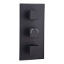 Square Concealed Thermostatic 3 Handle 2 Way Shower Valve - Black