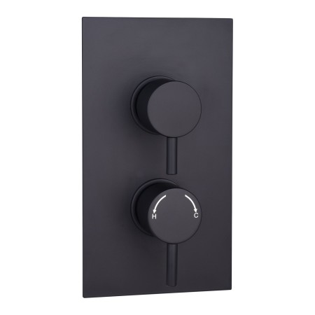 Round Concealed Thermostatic 2 Handle 2 Way Shower Valve - Black