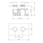 Round Concealed Thermostatic 2 Handle 2 Way Shower Valve - Black, technical drawing