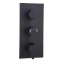 Round Concealed Thermostatic 3 Handle 2 Way Shower Valve - Black