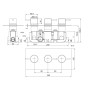 Round Concealed Thermostatic 3 Handle 2 Way Shower Valve - Black, technical drawing