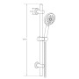 5 Mode Retro Fit Shower Kit - Chrome, technical drawing