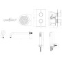Round Concealed Thermostatic 2 Handle 2 Way Shower Kit with Stainless Steel Head - Brushed Brass, technical drawing