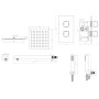 Square Concealed Thermostatic 2 Handle 2 Way Shower Kit with Stainless Steel Head - Brushed Brass, technical drawing