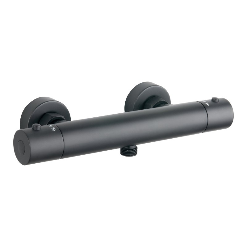 Round Thermostatic Bar Valve with Easy Fit Kit - Black