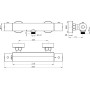 Cool Touch Thermostatic Bar Valve with Easy Fit Kit - Chrome, technical drawing