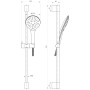3 Mode Round Riser Kit - Chrome, technical drawing