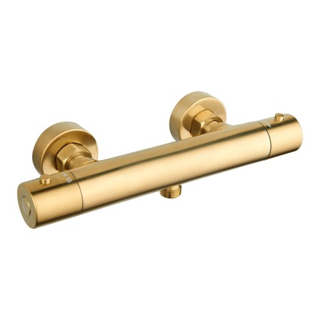 Round Thermostatic Bar Valve with Easy Fit Kit - Brushed Brass