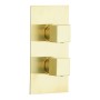 Square Concealed Thermostatic 2 Handle 2 Way Shower Valve - Brushed Brass