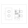 Square Concealed Thermostatic 2 Handle 2 Way Shower Valve - Brushed Brass, technical drawing