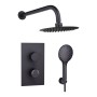 Round Concealed Thermostatic 2 Handle 2 Way Shower Kit with Stainless Steel Head - Black