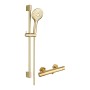 Round Thermostatic Bar Valve & 3 Mode Riser Kit - Brushed Brass