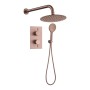 Round Concealed Thermostatic 2 Handle 2 Way Shower Kit with Stainless Steel Head - Brushed Bronze