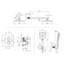 Square Concealed Thermostatic 2 Handle 2 Way Shower Kit with Stainless Steel Head - Gunmetal, technical drawing