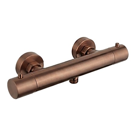 Round Thermostatic Bar Valve with Easy Fit Kit - Brushed Bronze