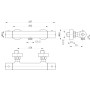Round Thermostatic Bar Valve with Easy Fit Kit - Brushed Bronze, technical drawing