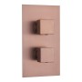 Square Concealed Thermostatic 2 Handle 2 Way Shower Valve - Brushed Bronze