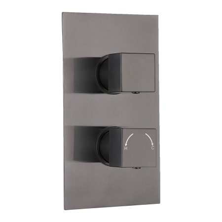 Square Concealed Thermostatic 2 Handle 2 Way Shower Valve - Gunmetal