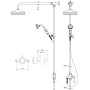 Beaumaris Modern Traditional Overhead Shower Kit - Chrome, technical drawing