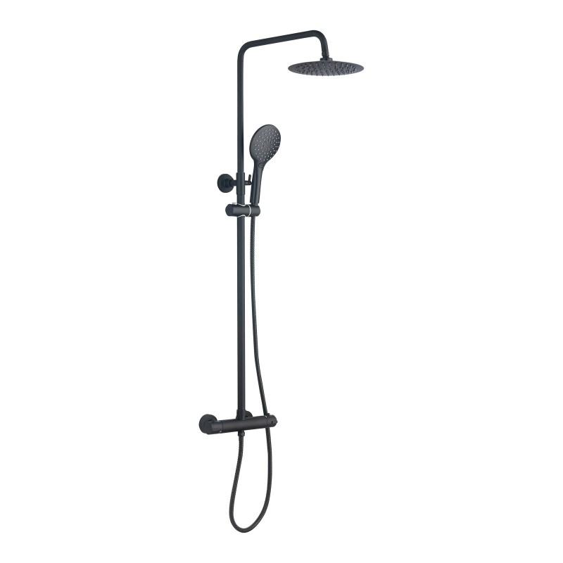 Menai Premium Round Thermostatic Overhead Shower Kit - Black