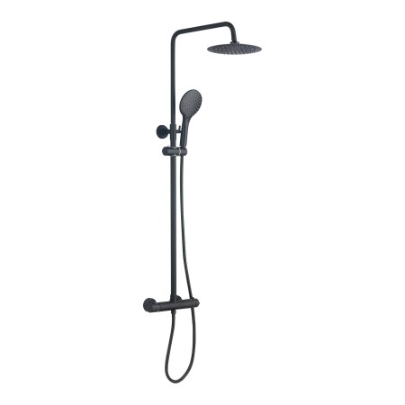 Menai Premium Round Thermostatic Overhead Shower Kit - Black