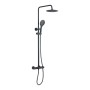 Menai Premium Round Thermostatic Overhead Shower Kit - Black