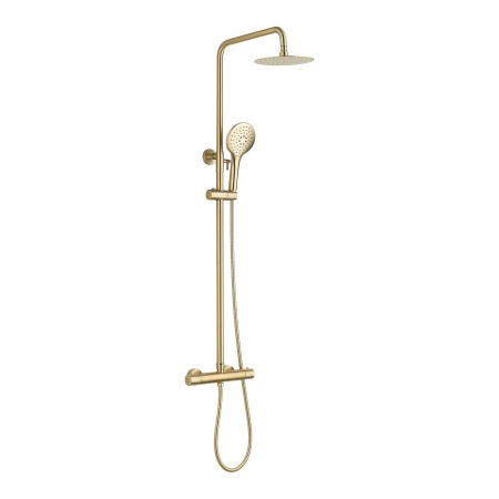 Menai Premium Round Thermostatic Overhead Shower Kit - Brushed Brass