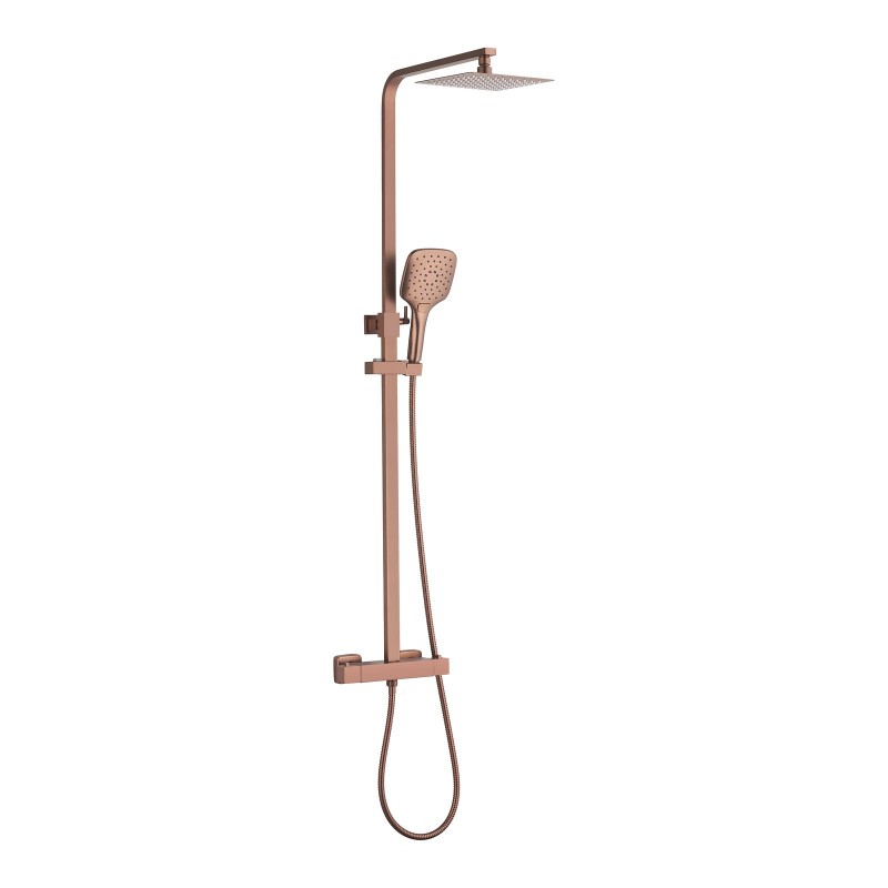 Menai Premium Square Thermostatic Overhead Shower Kit - Brushed Bronze