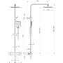 Menai Premium Square Thermostatic Overhead Shower Kit - Brushed Bronze, technical drawing