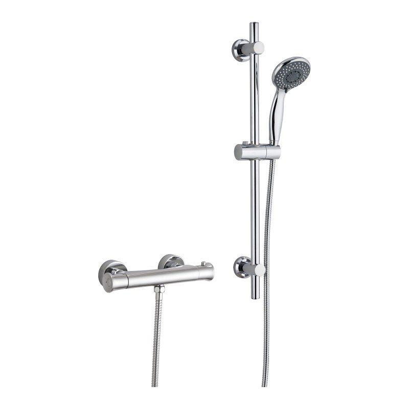 Plumb Essentials Thermostatic Shower Riser Kit - Chrome