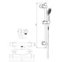 Plumb Essentials Thermostatic Shower Riser Kit - Chrome, technical drawing