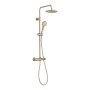 Plumb Essentials Round Thermostatic Overhead Shower Kit with Stainless Steel Head - Brushed Brass